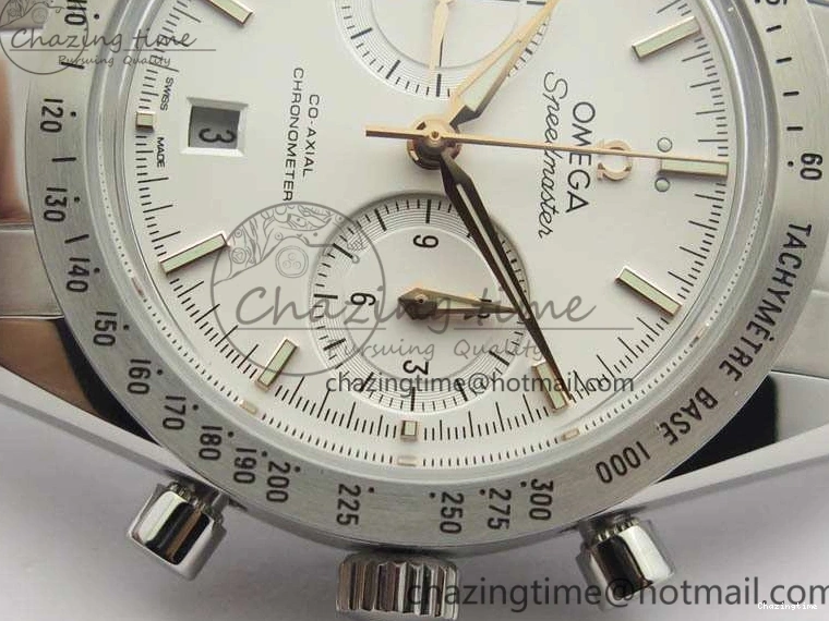 0718 Speedmaster ’57 Co-Axial OMF 1:1 Best Edition White Dial RG Markers On SS Bracelet A Elegant 8144